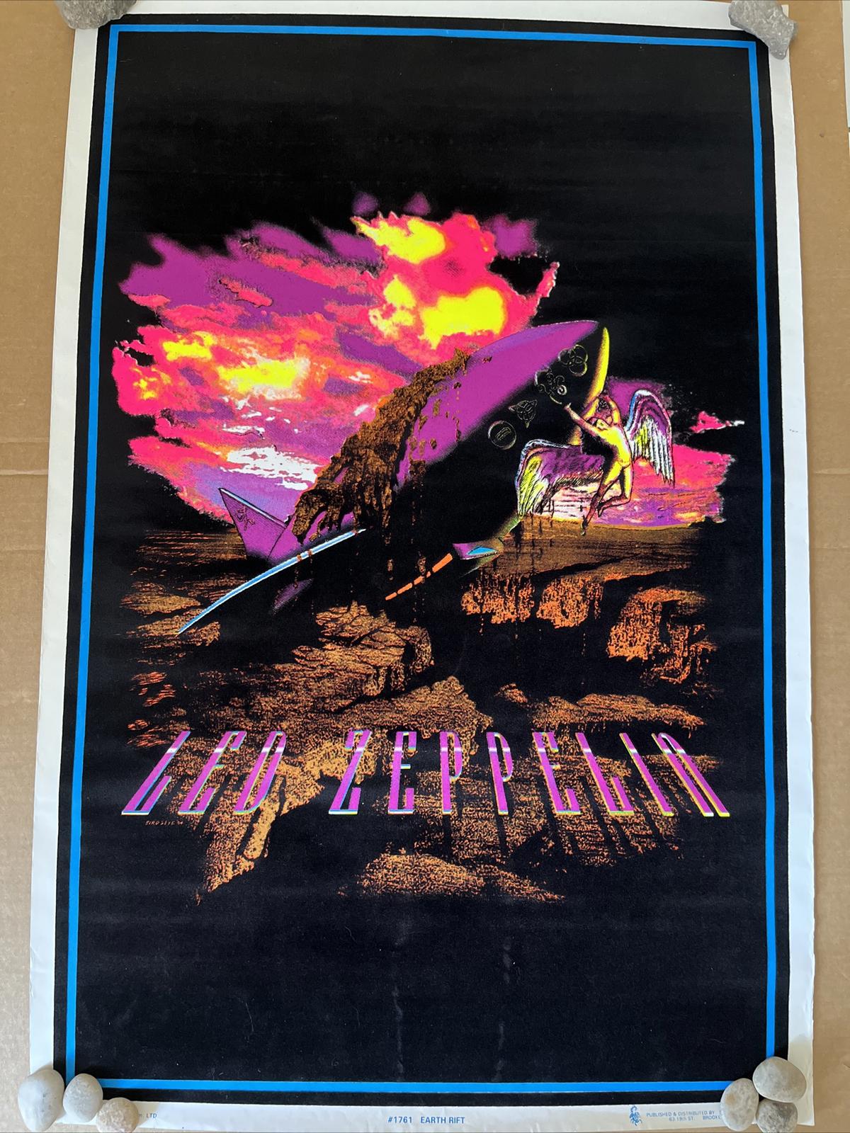 Led Zeppelin Earth Rift Original Vintage Poster Blacklight 1997