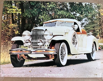 Póster de coches antiguos, coches antiguos, época dorada del automovilismo, automóvil clásico de Duesenberg