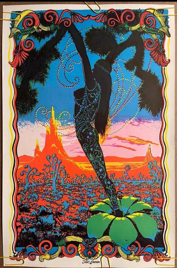 Original Vintage Blacklight Poster Dessert Blossom Black Light