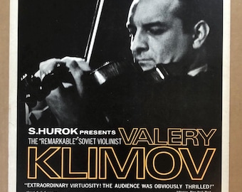 Valery Klimov - Cartel de concierto antiguo - Violín - Violinista soviético - George Washington