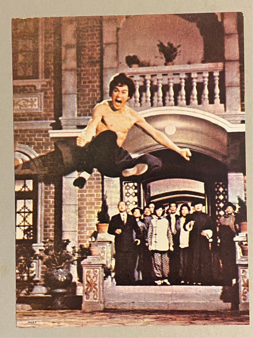 Bruce Lee Poster Vintage Movie Scene Flying Karate Kick Martial