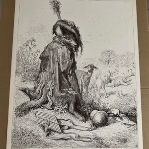 Lobo convertido Shepard cartel vintage A. Dore grabado 1972 Ilustración libro infantil
