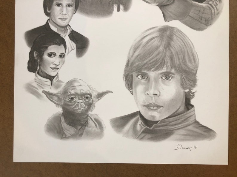 Locklear Drawing Star Wars Vintage Poster Illustration Drawing Style Characters Cast ...