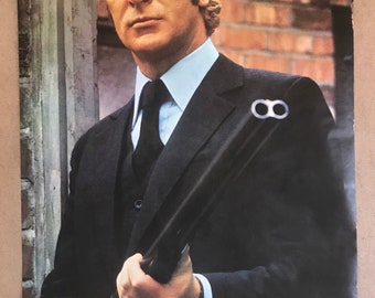 Pôster de recordações do filme Get Carter original vintage dos anos 1970 1971 Michael Caine pin-up Jack Carter ator