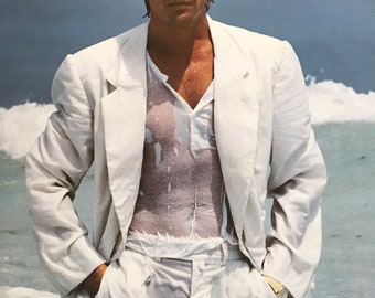 Vintage Original 1980s Miami Vice Don Johnson Poster Sexy Pinup