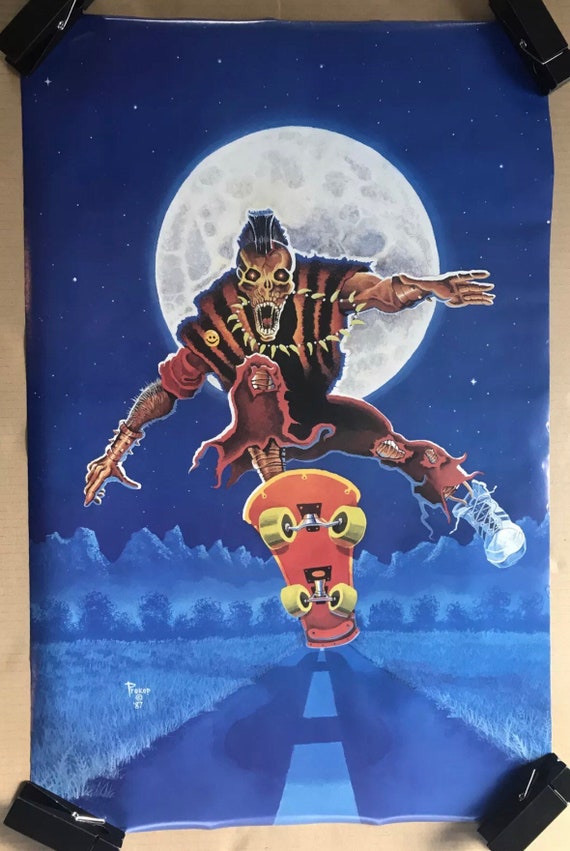 ヴィンテージ オリジナル 1980 年代 ムーンライダー ポスター スケートボード スケルトン 1988 1987 プリント - 日本