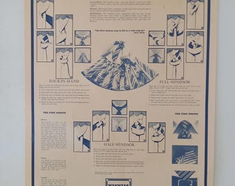 Instruktionsaffisch med vintage slips, Windsorknopar, herrkläder från 1981