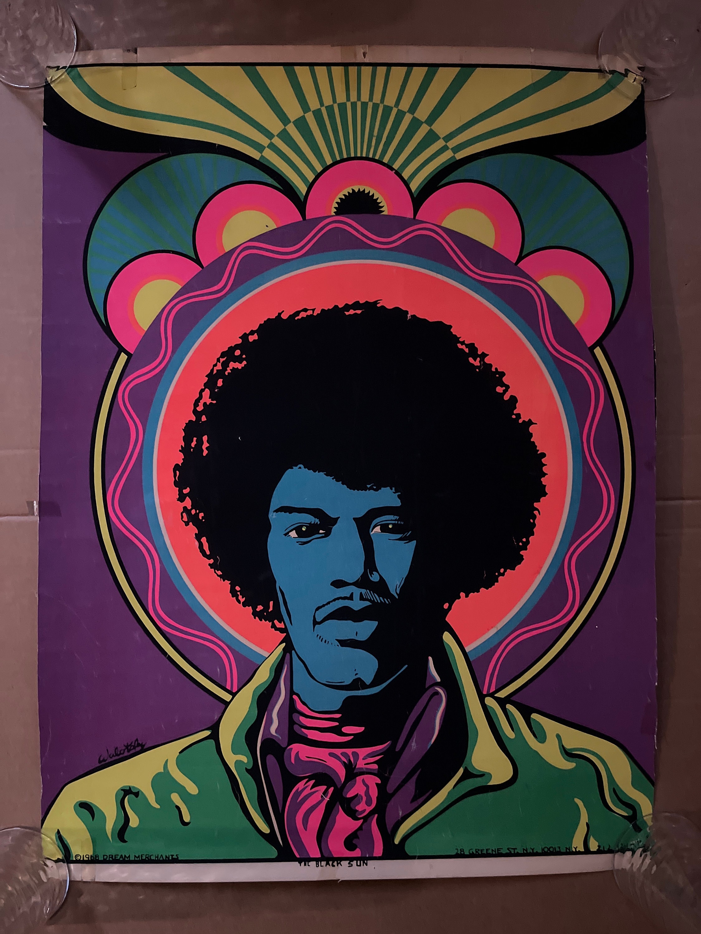 The Black Sun Hendrix Vintage Poster Blacklight Psychedelic
