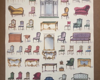 La Maison Poster Collage French Chairs Furniture Victorian Vintage Style Decor
