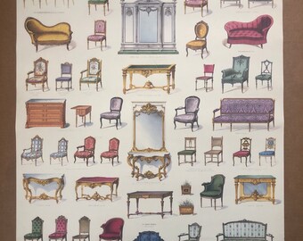 La Maison Poster Collage French Chairs Furniture Victorian Vintage Style Decor