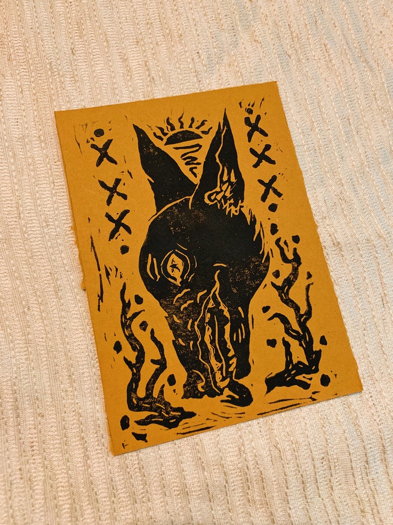 Desert Dog Homemade Lino Block Print