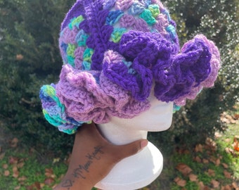 Granny Square Ruffle Hat