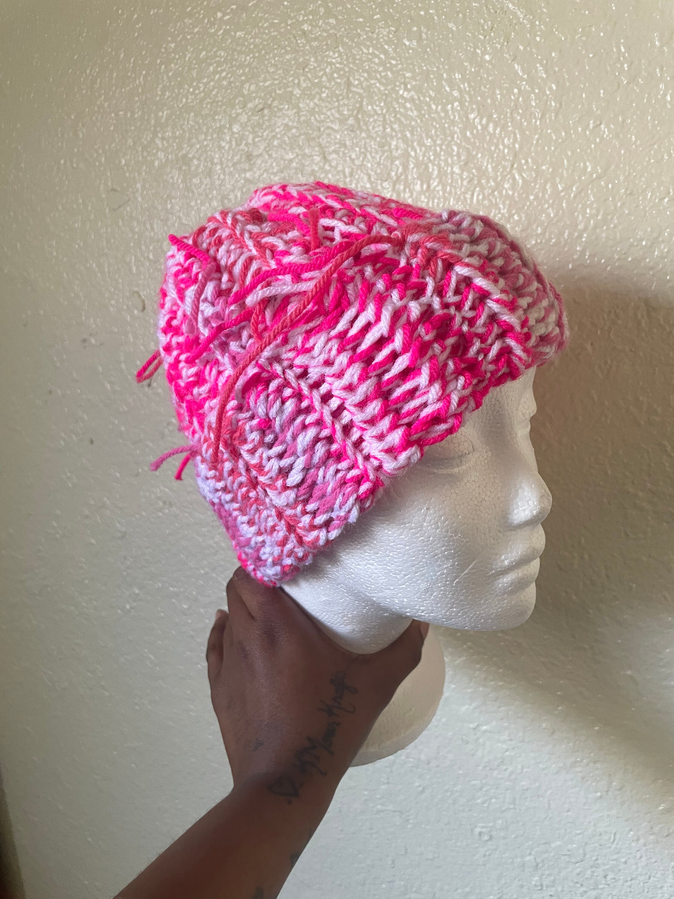 Chunky Scrap Yarn Ribbed Beanie