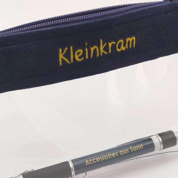 Kleinkram Täschchen für die Handtasche Vinyl durchsichtig mehrfach verwendbar personalisiert