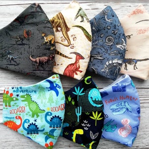 Washable Reusable Fabric Face Mask Face 3 Layer Space Rockets Dinosaur Jurassic Park Fossil Adult Kids Child Petite Teenager