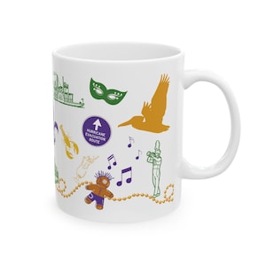 New Orleans Icons Mosaic Ceramic Mug - Joyful City Souvenir Cup, Louisiana Gift, Coffee Tea Cup, Travel Mug, Home Kitchen Decor