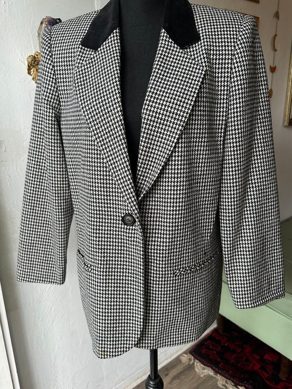 Vintage Houndstooth Blazer 90s Mod Chic Oversized - image 3