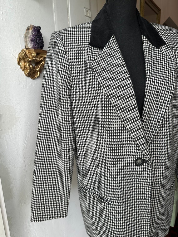 Vintage Houndstooth Blazer 90s Mod Chic Oversized - image 2