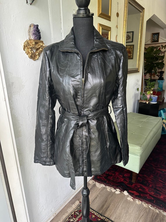vintage patchwork leather jacket Gem