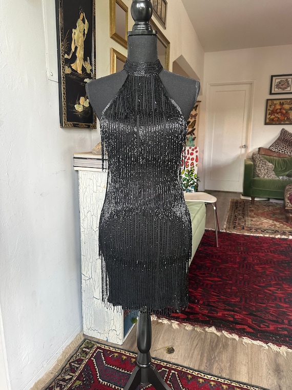 Vintage SCALA Beaded Fringe Dress Perfect Conditio