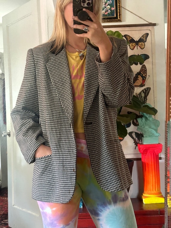 Vintage Houndstooth Blazer 90s Mod Chic Oversized - image 7