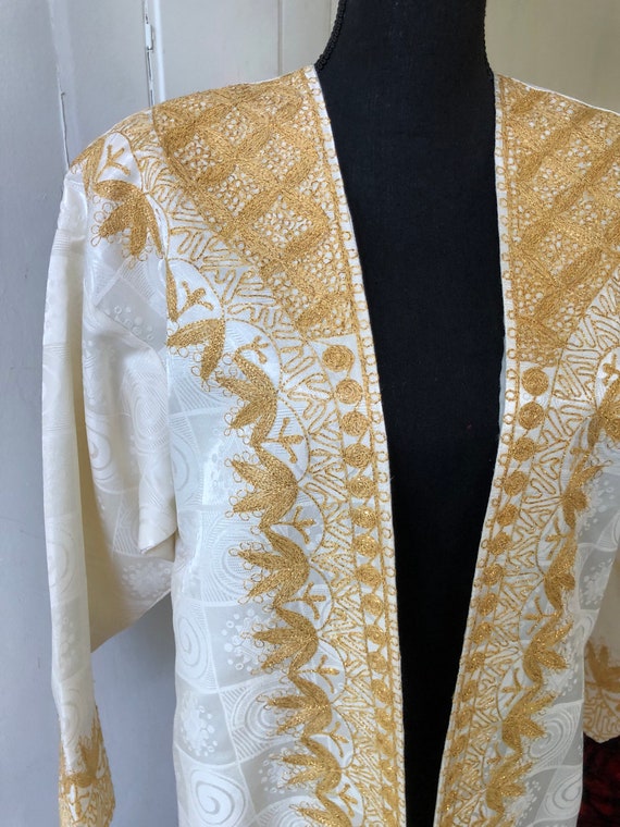 Vintage Gold and Cream Kimono 1970s Woodstock Hip… - image 4