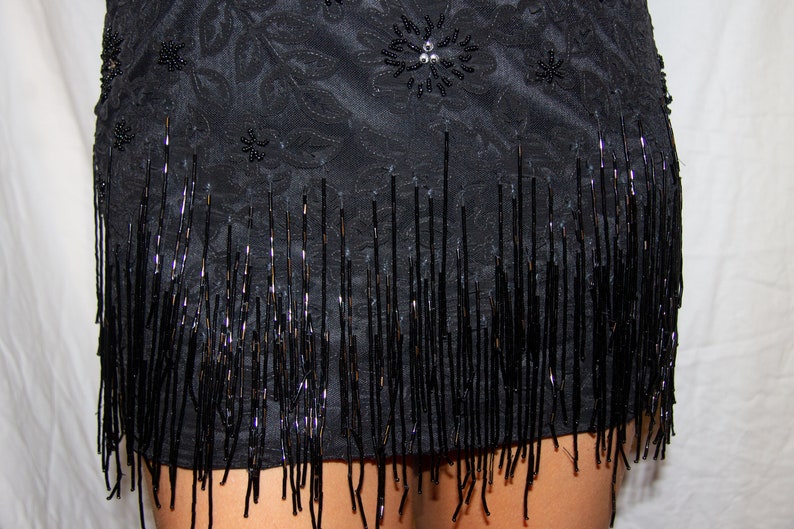 Little Black Party Dress with Beaded Fringe