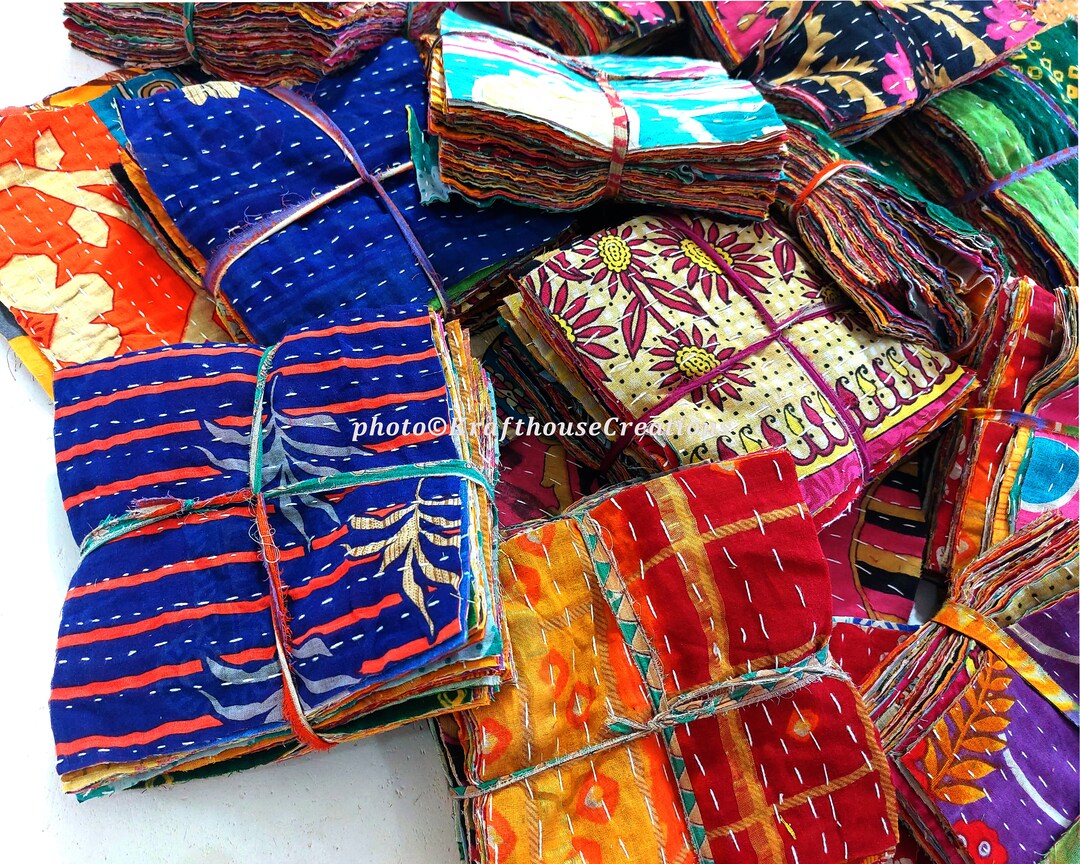 Kantha Cuts 6.5x6.5 Inches Kantha Bundle Kantha Cuts Kantha Etsy Canada