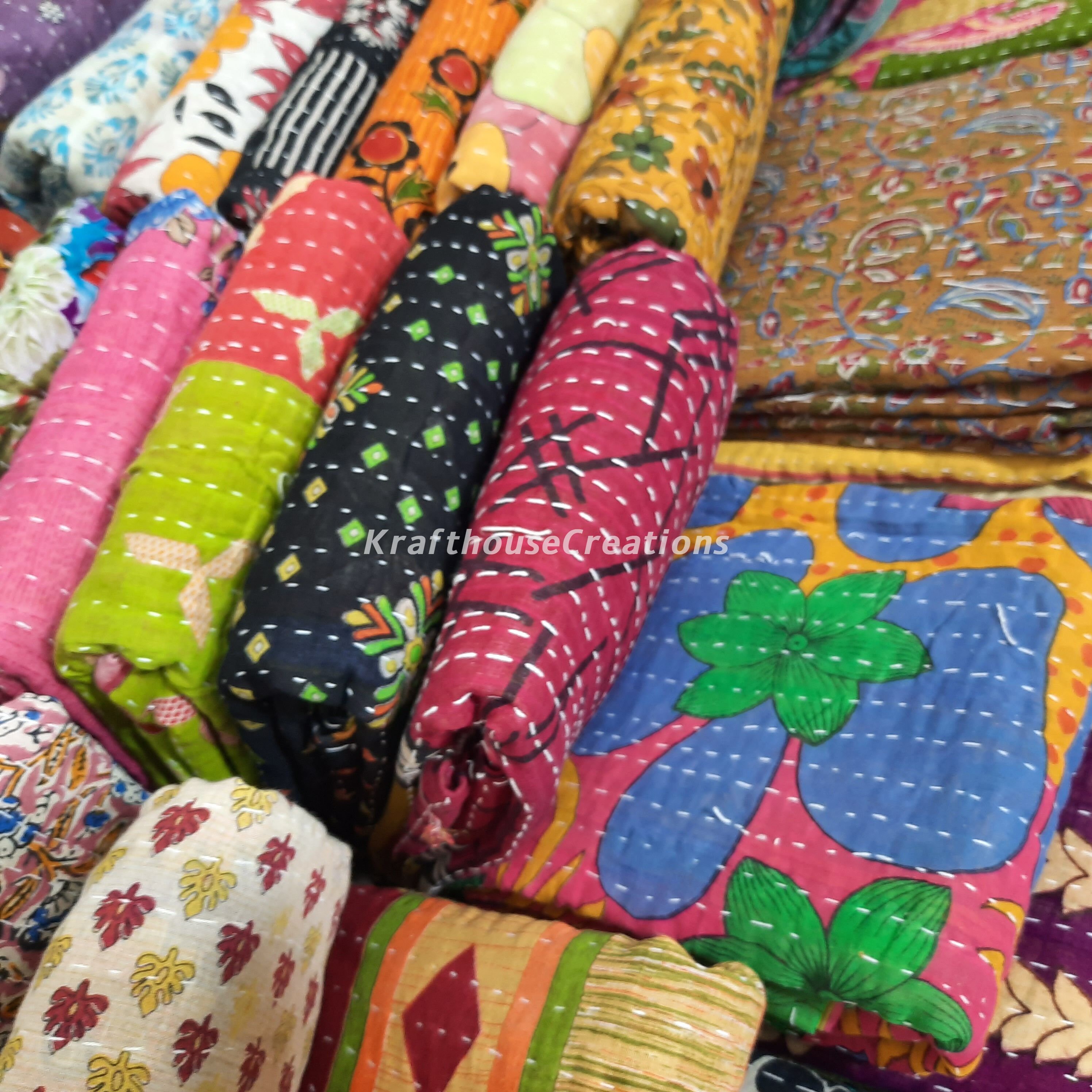 Vintage Kantha Quilt Wholesale Lot Indian Sari Quilt Kantha Etsy UK
