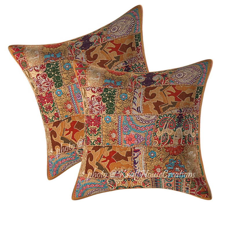 Boho Cushion Covers / Hand Crafted Patchwork Embroidered Etsy UK