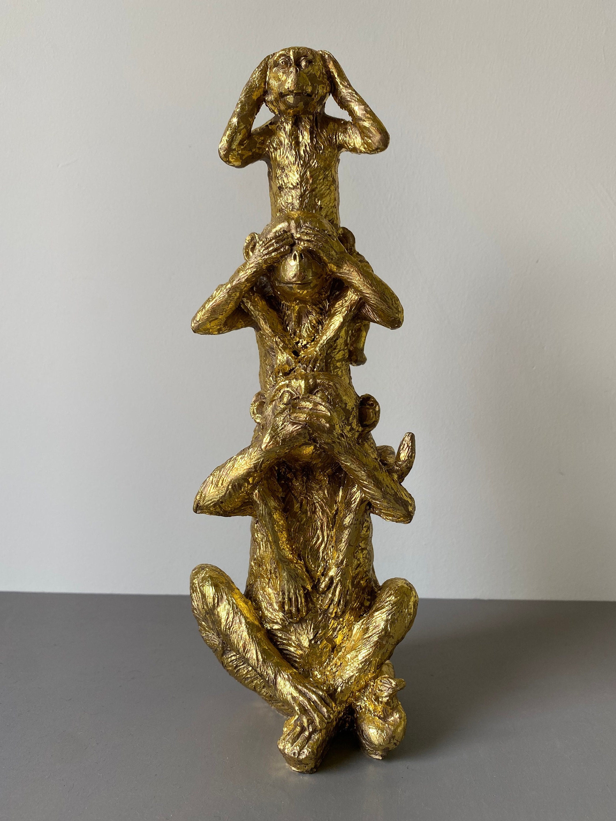 Gold monkey statue