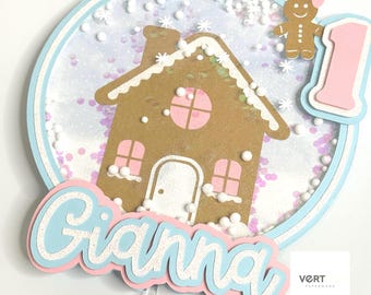 3D Gingerbread Winter Wonderland inspired Custom Cake Topper Shaker