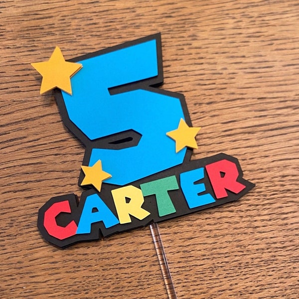 3D Mario geïnspireerde aangepaste taarttopper