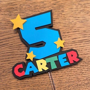 3Dマリオ風カスタムケーキトッパー