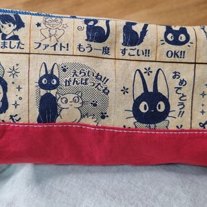 Handmade Studio Ghibli Zipper Pouches – Totoro, Kiki’s Delivery Service & Soot Sprites – Cute Cotton Makeup Bags or Pencil Cases kiki rosso