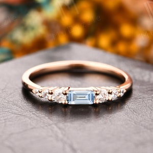 Aquamarin Jahrestagsring// Abschlussgeschenk// Hellblauer Edelstein Frauenring//Vintage Aquamarin Verlobungsring// Aquamarin Ehering