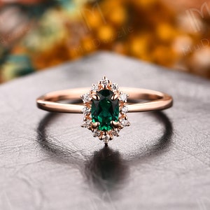 Gorgeous Emerald Jewelry//Solid Gold Emerald Engagement Ring//1/2CT Tiny Emerald Women's Ring// Mother's Day Gift Ring//Emerald Wedding Ring