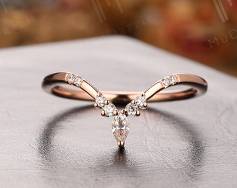 Moissanite Ring Guard// Moissanite Ring Enhancer Rose Gold// Wedding Ring Band// Moissanite Matching Band// Simulated Diamond Stacking Ring