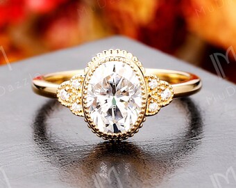 Bezel Oval Cut Lab Diamond Engagement Ring// IGI Certified Lab-Grown Diamond Wedding Ring// Oval Diamond Rose Gold Bridal Ring Proposal Ring