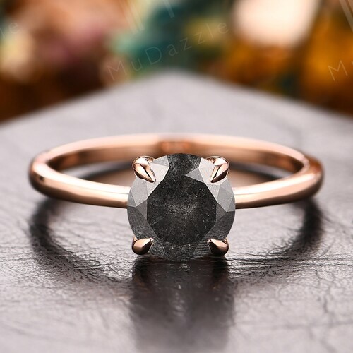 Salt and Pepper Diamond Engagement Ring Natural Dark Gray - Etsy