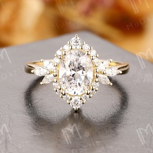 Vintage Anniversary Ring Gift// 1.5CT Oval Shaped Moissanite Engagement Ring// Handmade Moissanite Diamond Wedding Ring Sterling Silver Ring