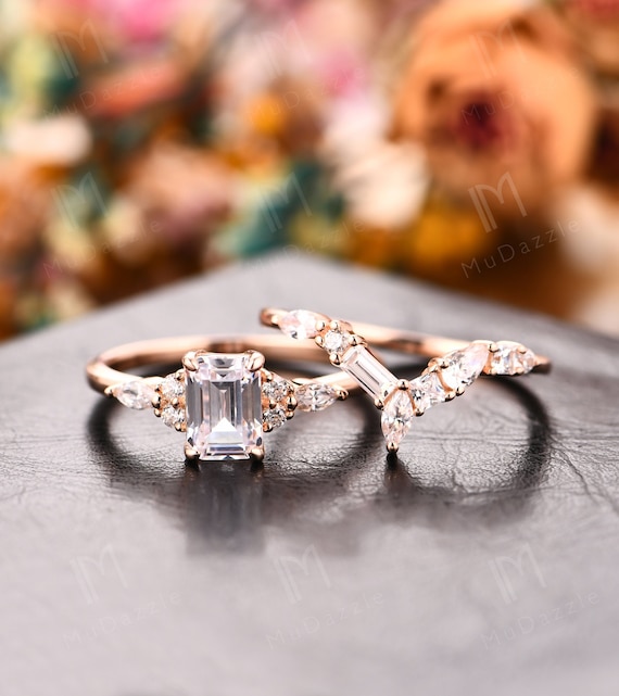 Engagement Ring -Infinity Crown Diamond Vintage Bridal Set in Rose  Gold-ES1593RGBS