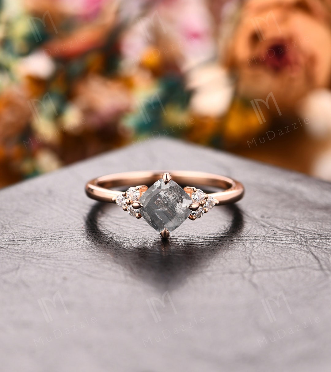 Wedding Bridal Ring 14k/18k Solid Gold// 4 Prong Set 6mm Cushion 