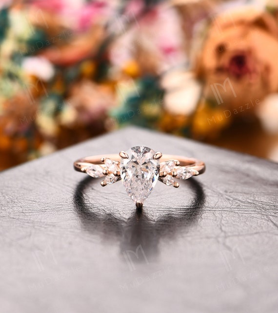 Rose Gold Round Simulated Diamond Starburst Ring Marquise and Round Simulated  Diamond Ring Art Deco Sterling Silver Engagement Wedding Ring - Etsy |  Round moissanite engagement ring, Simulated diamond rings, Etsy wedding  rings