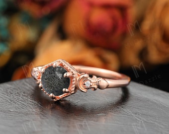 Rose Gold Ring Unpolished Diamond Ring Rose Gold Wedding Single