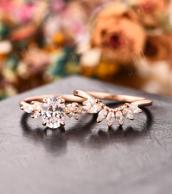 Womens rose 2024 gold wedding set
