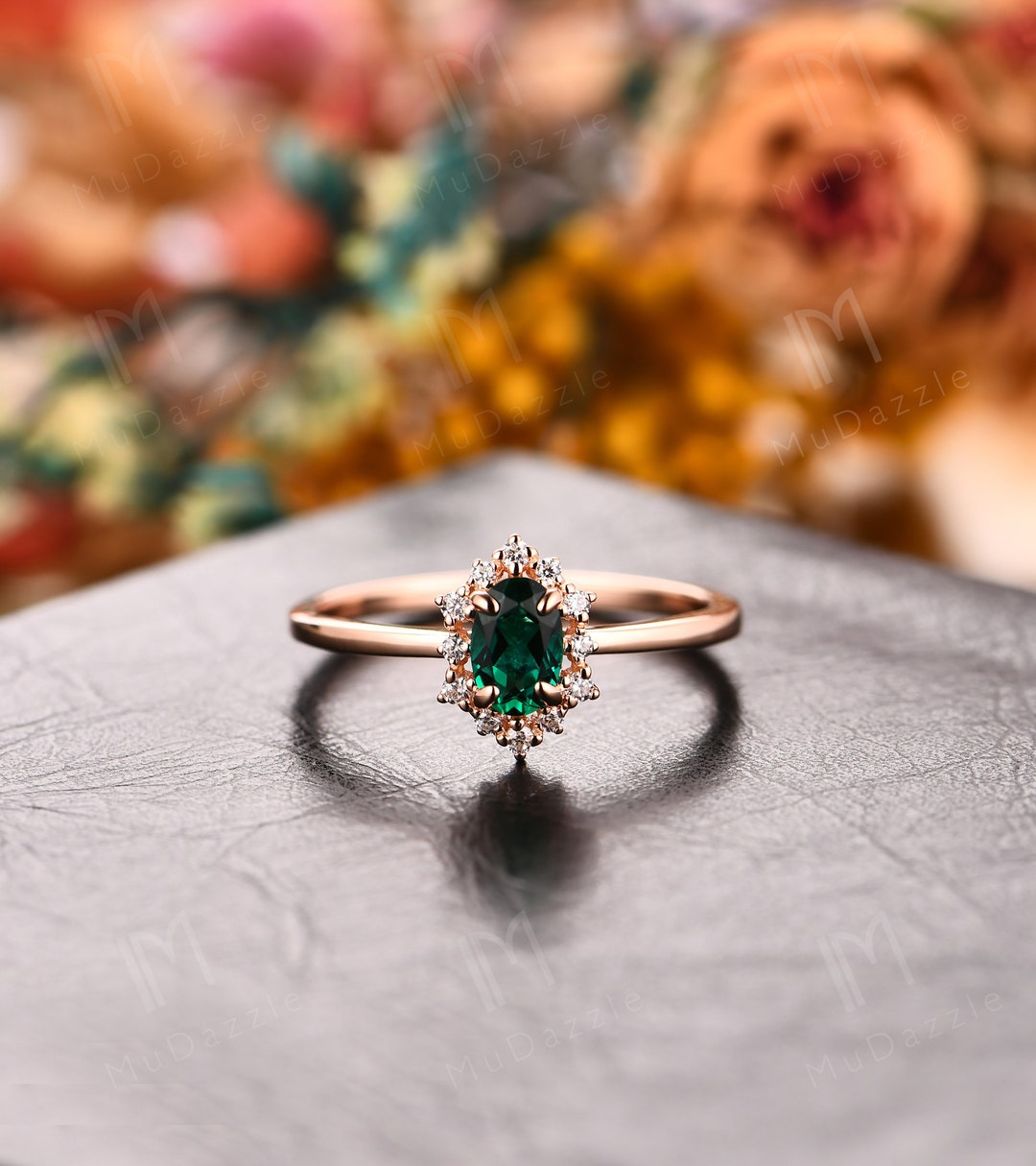 Cushion emerald engagement ring set natural emerald ring for women ros –  WILLWORK JEWELRY