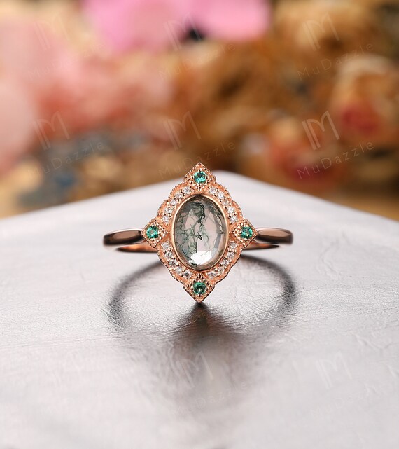 Moss Agate Engagement Ring Meaning - EricaJewels