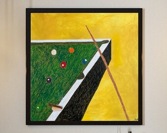 Original Pool Table Billiards Wall Art Pop Art Poster Home Decor Boho Modern Mid Century Painting Art Print