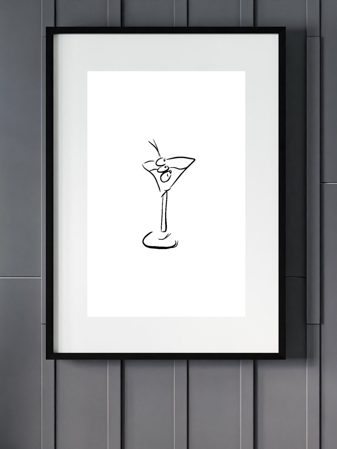 Cocktail Line Drawing Original Art Wall Print Poster Martini Happy Hour ...